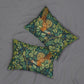 Lumbar Cushion designed by William Morris & Co in a green floral pattern called Pheasant & Squirrel Collection (Pheasant)