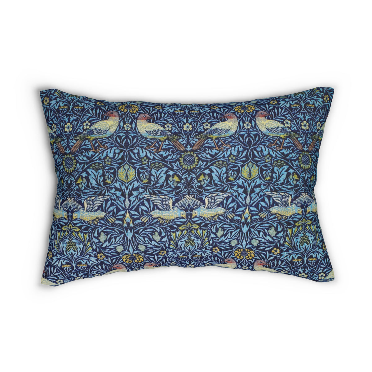Lumbar Cushion designed by William Morris & Co in a blue floral pattern called Bird Collection (Blue)