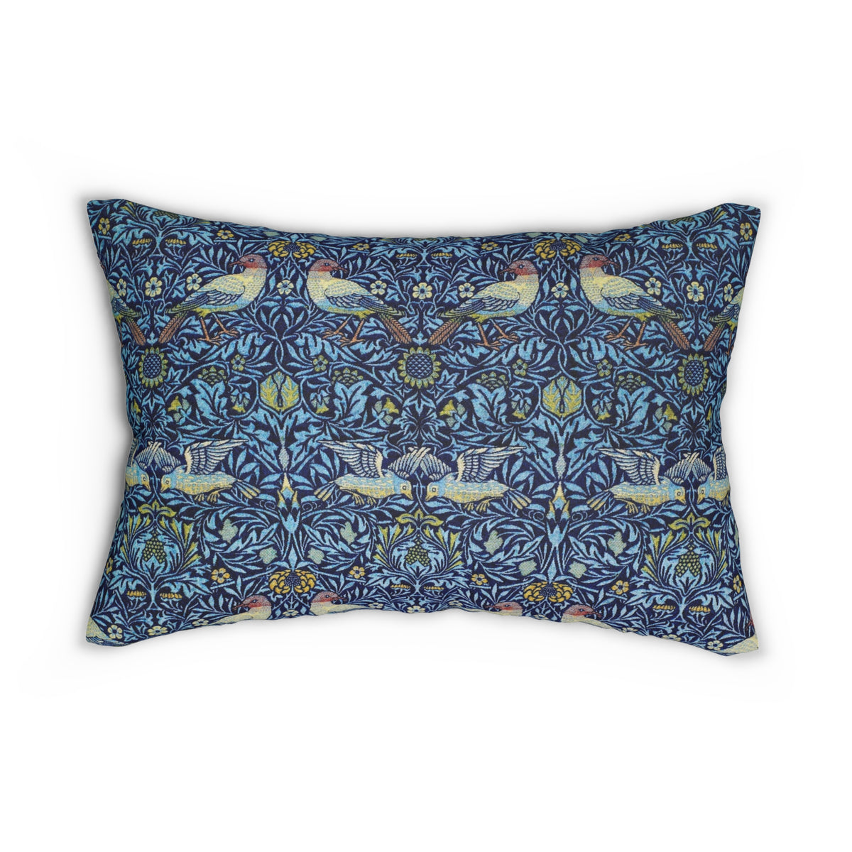 Lumbar Cushion designed by William Morris & Co in a blue floral pattern called Bird Collection (Blue)