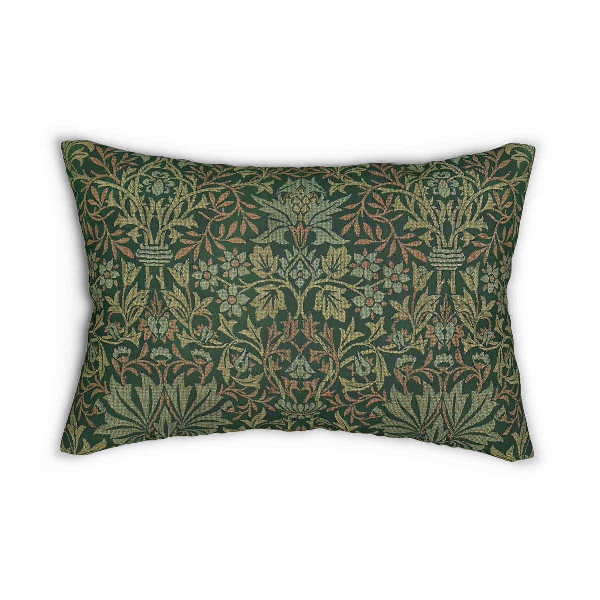 Lumbar Cushion designed by William Morris & Co in a green floral pattern called Flower Garden Collection
