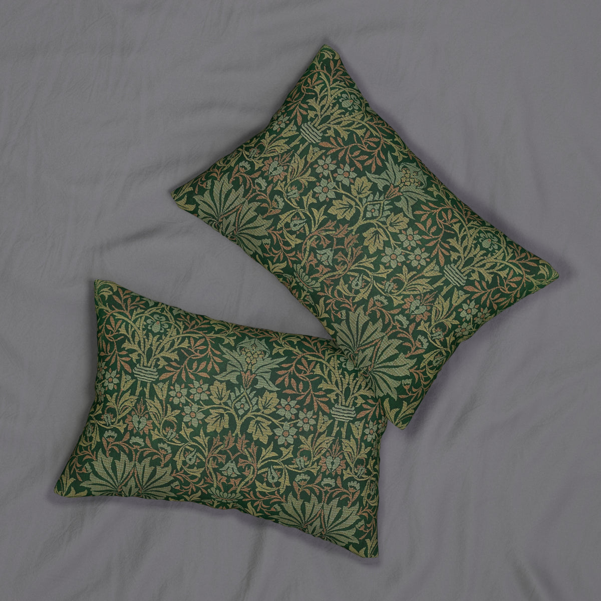 Lumbar Cushion designed by William Morris & Co in a green floral pattern called Flower Garden Collection