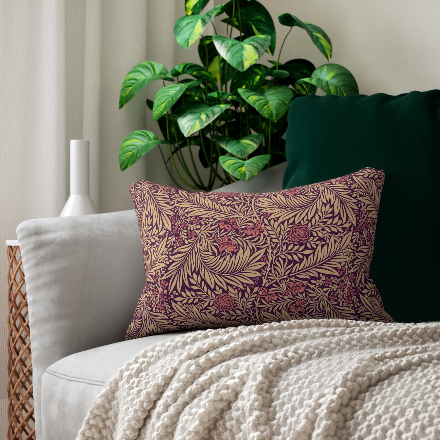 William Morris & Co Lumbar Cushion - inspired by the timeless elegance of William Morris Art. Immerse your living space in the rich heritage of arts and crafts with this lumbar cushion.