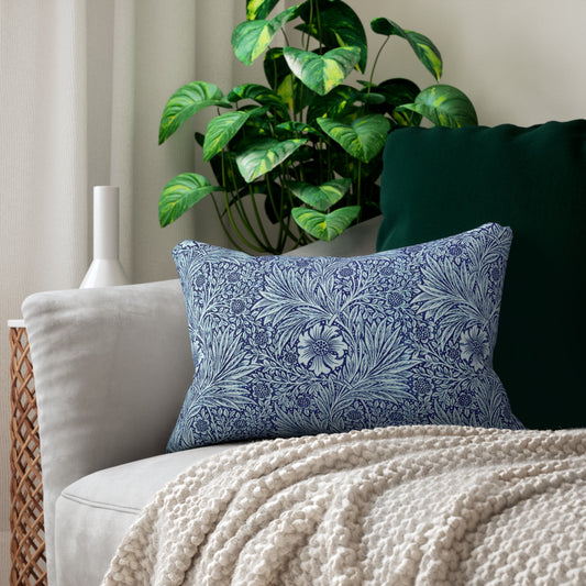 Lumbar Cushion designed by William Morris & Co in a blue floral pattern called Marigold Collection