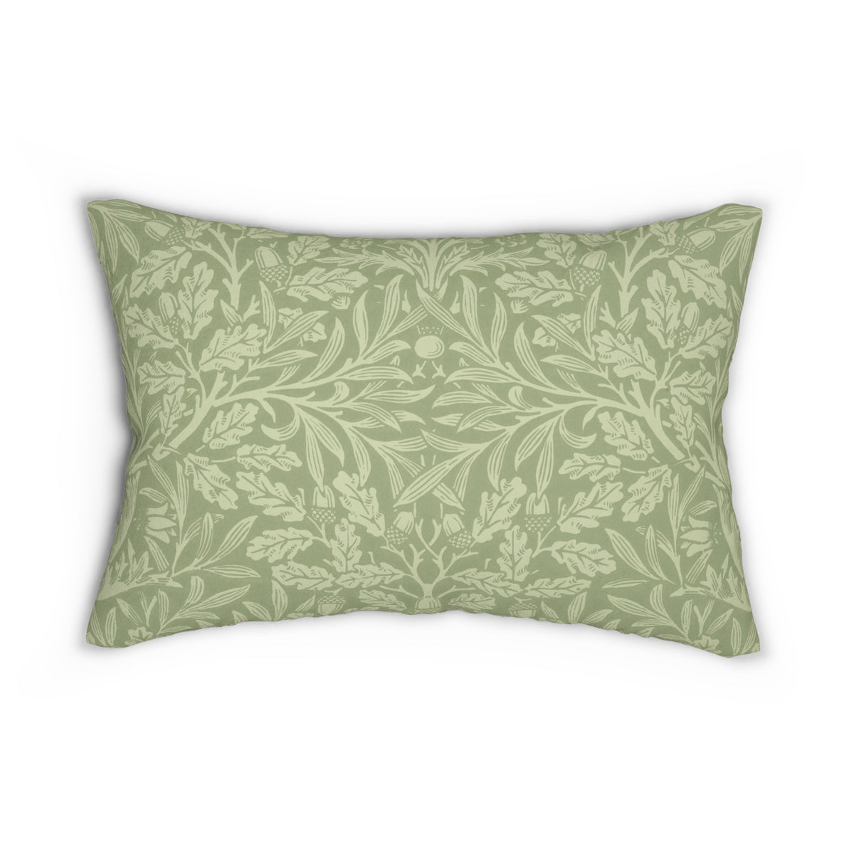 Lumbar Cushion inspired by William Morris - Acorn and Oak Leaves Collection (Green)