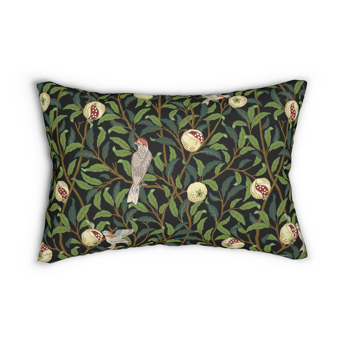 Lumbar Cushion inspired by William Morris - Bird and Pomegranate Collection (Onyx)