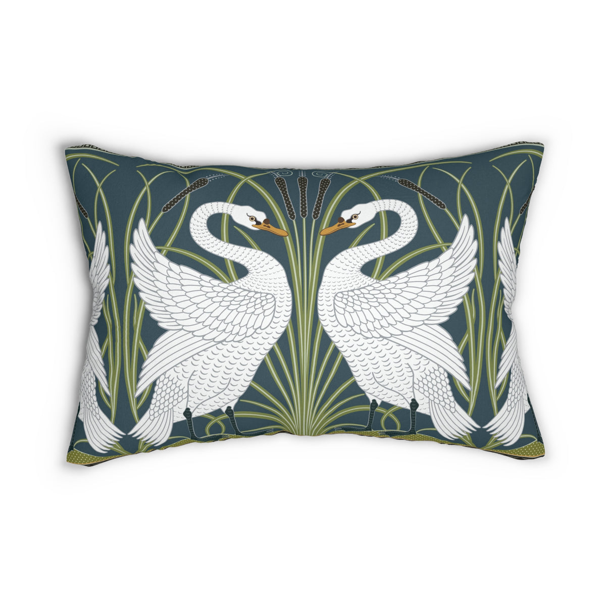 Lumbar Cushion inspired by William Morris - Swan, Rush and Iris Collection (White Swan)