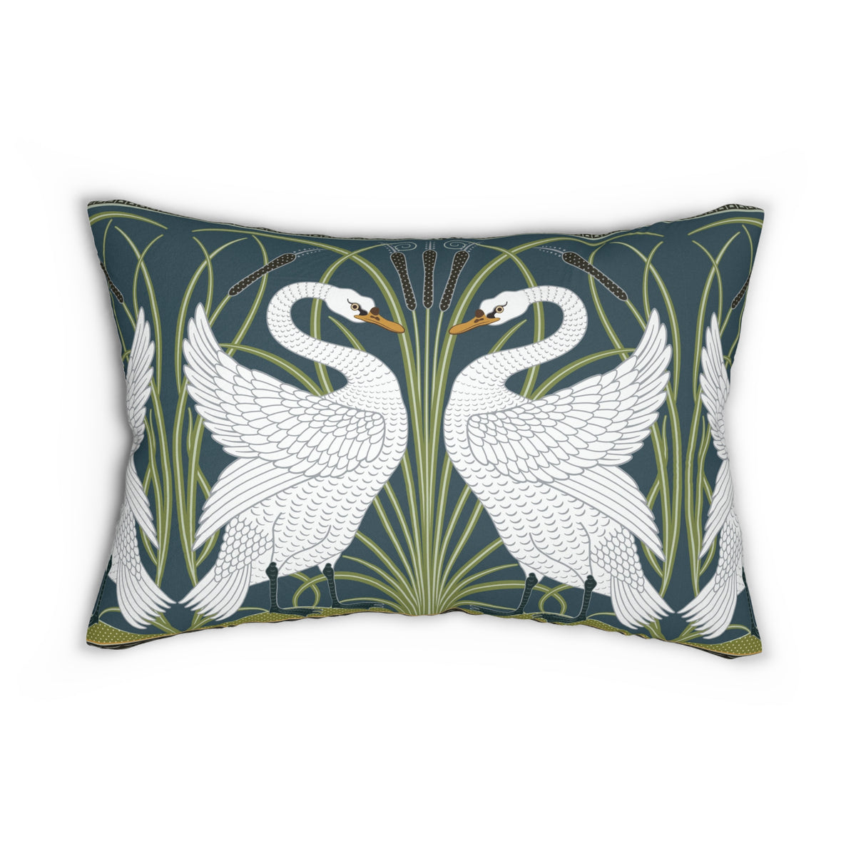 Lumbar Cushion inspired by William Morris - Swan, Rush and Iris Collection (White Swan)