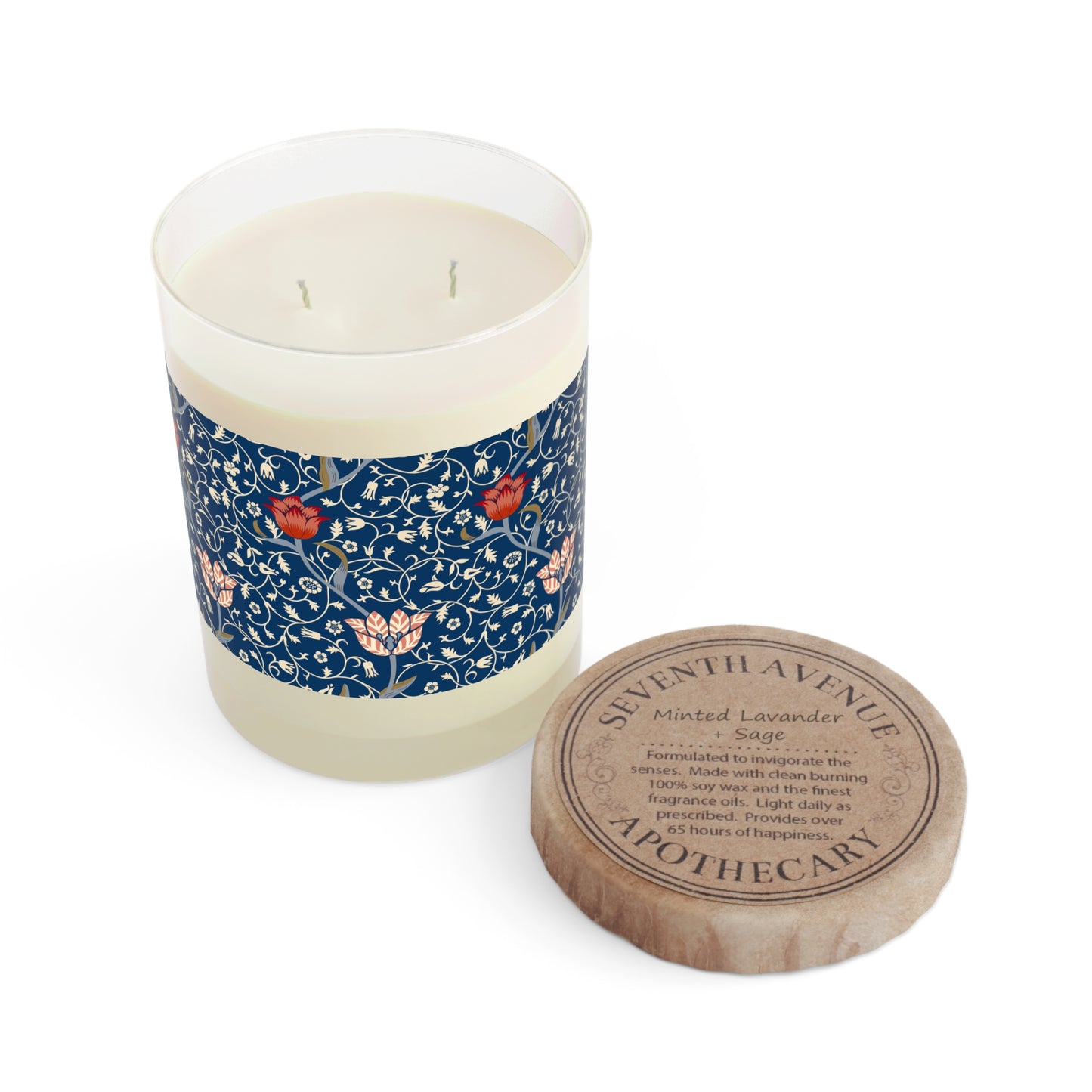 Luxury Scented Candle in an Arts & Crafts floral pattern inspired by William Morris & Co called Medway Collection