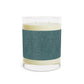 Luxury Scented Candle in a glass jar with a label pattern by William Morris & Co called Acorns and Oak Leaves Collection (Teal)