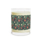 Luxury Scented Candle  in an Arts & Crafts pattern inspired by William Morris & Co called Compton Collection (Hill Cottage) in Red, Blue, Green and Beige