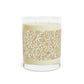 Candle with floral pattern on a white background