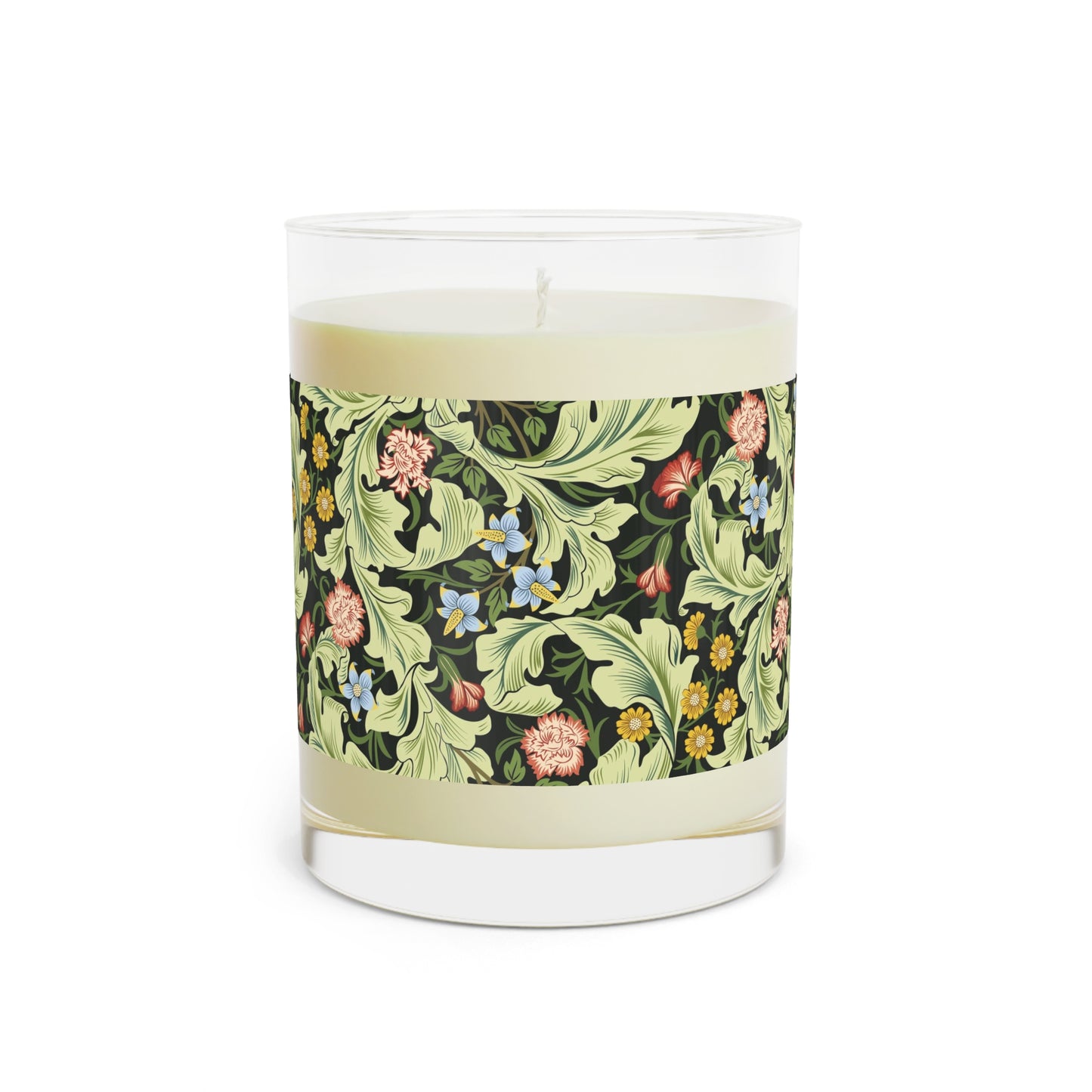 Luxury Scented Candle in an Arts & Crafts floral pattern inspired by William Morris & Co called Leicester Collection (Green)