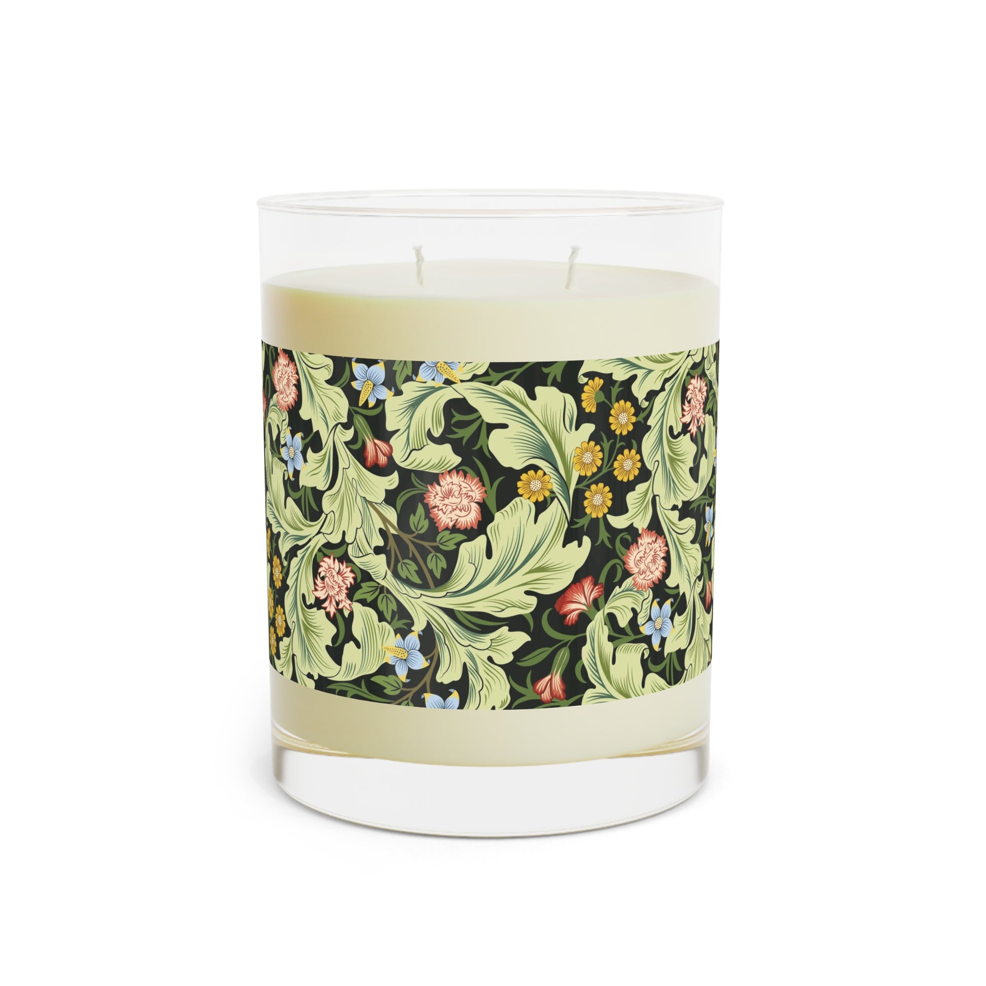 Luxury Scented Candle in an Arts & Crafts floral pattern inspired by William Morris & Co called Leicester Collection (Green)