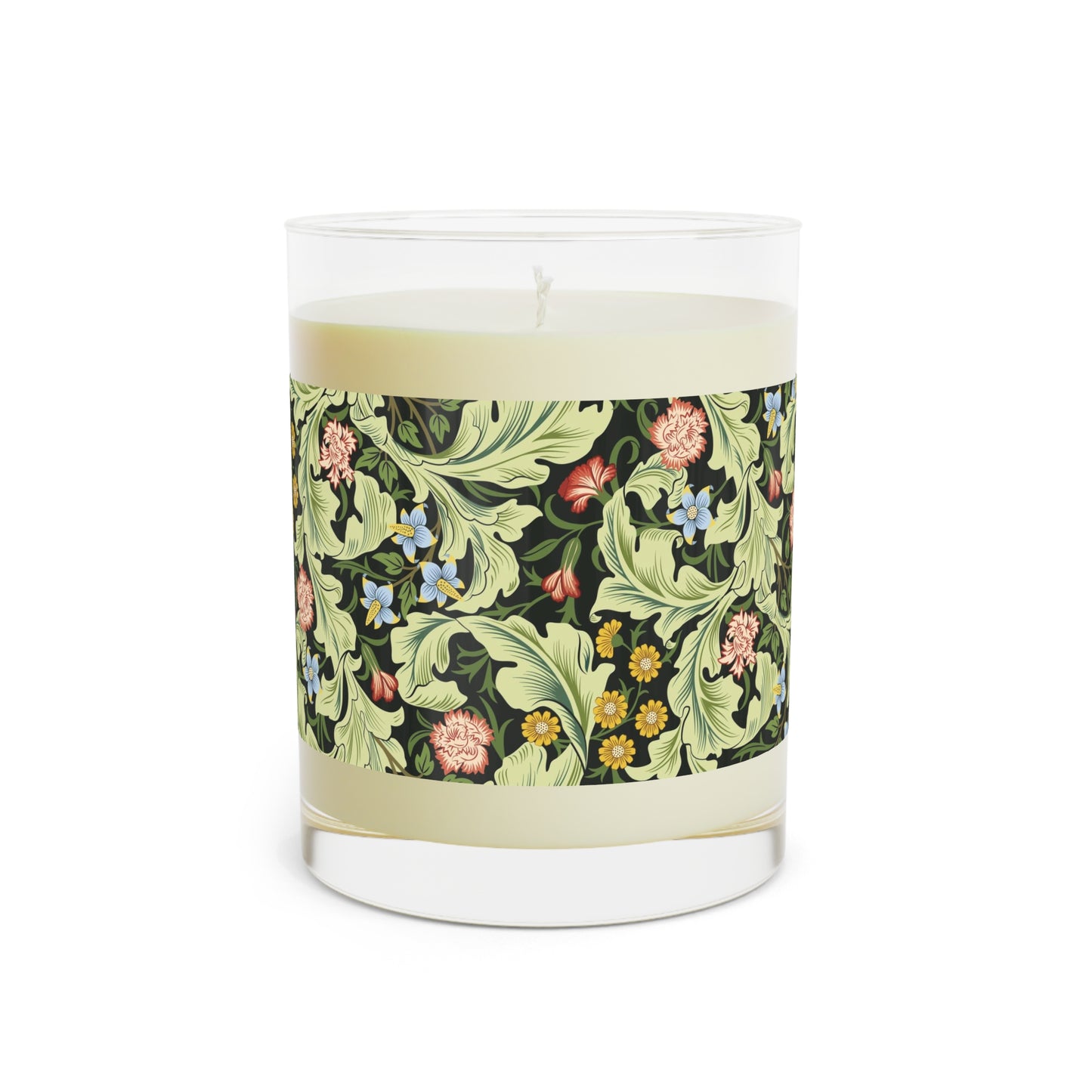 Luxury Scented Candle in an Arts & Crafts floral pattern inspired by William Morris & Co called Leicester Collection (Green)