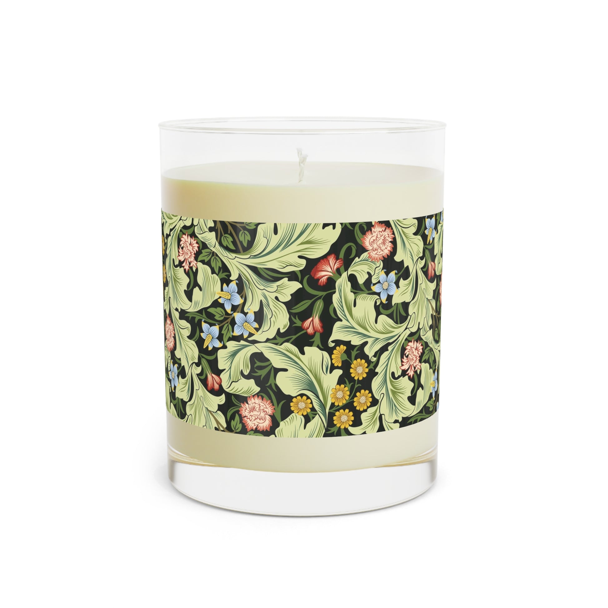 Luxury Scented Candle in an Arts & Crafts floral pattern inspired by William Morris & Co called Leicester Collection (Green)