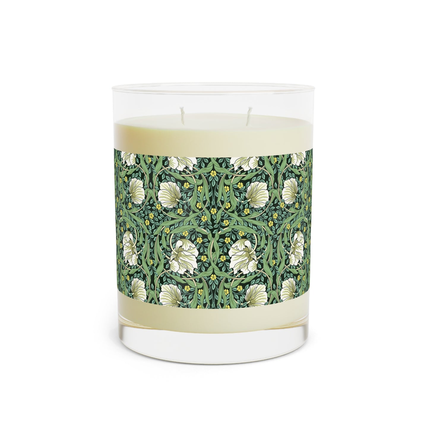 Luxury Scented Candle in an Arts & Crafts pattern inspired by William Morris & Co called Pimpernel Collection (Green)