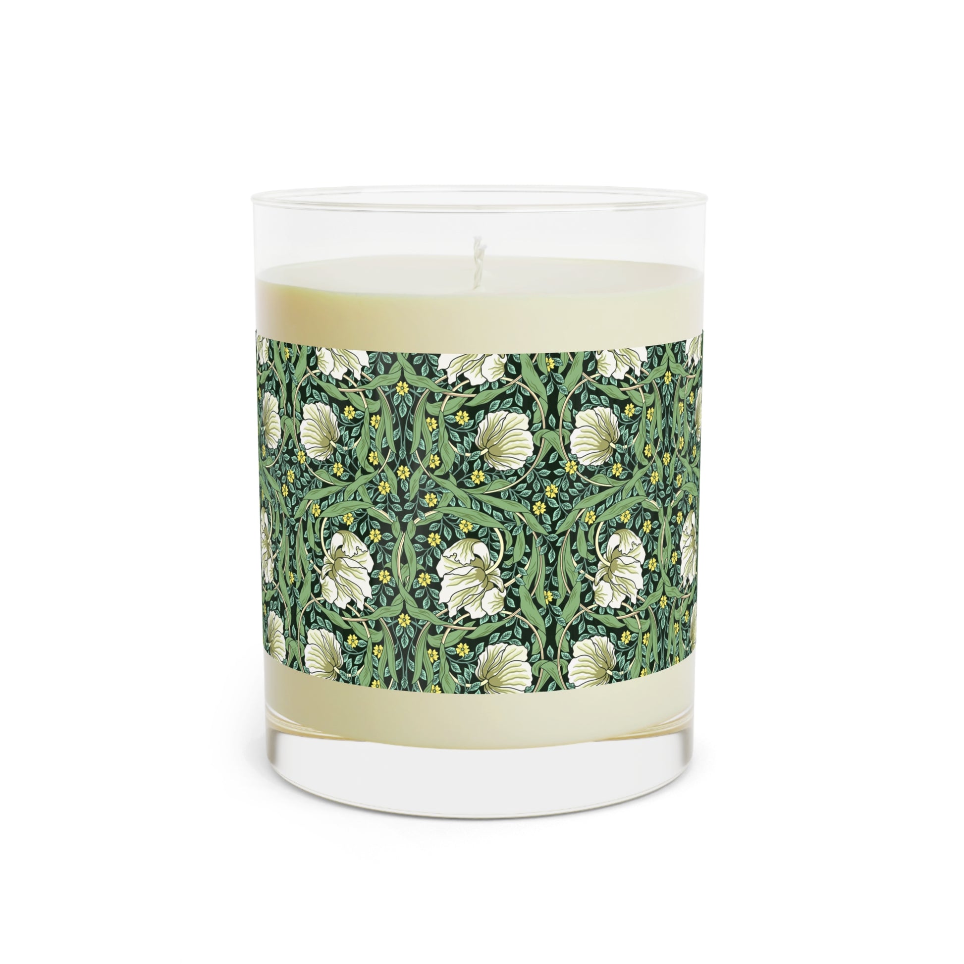 Luxury Scented Candle in an Arts & Crafts pattern inspired by William Morris & Co called Pimpernel Collection (Green)