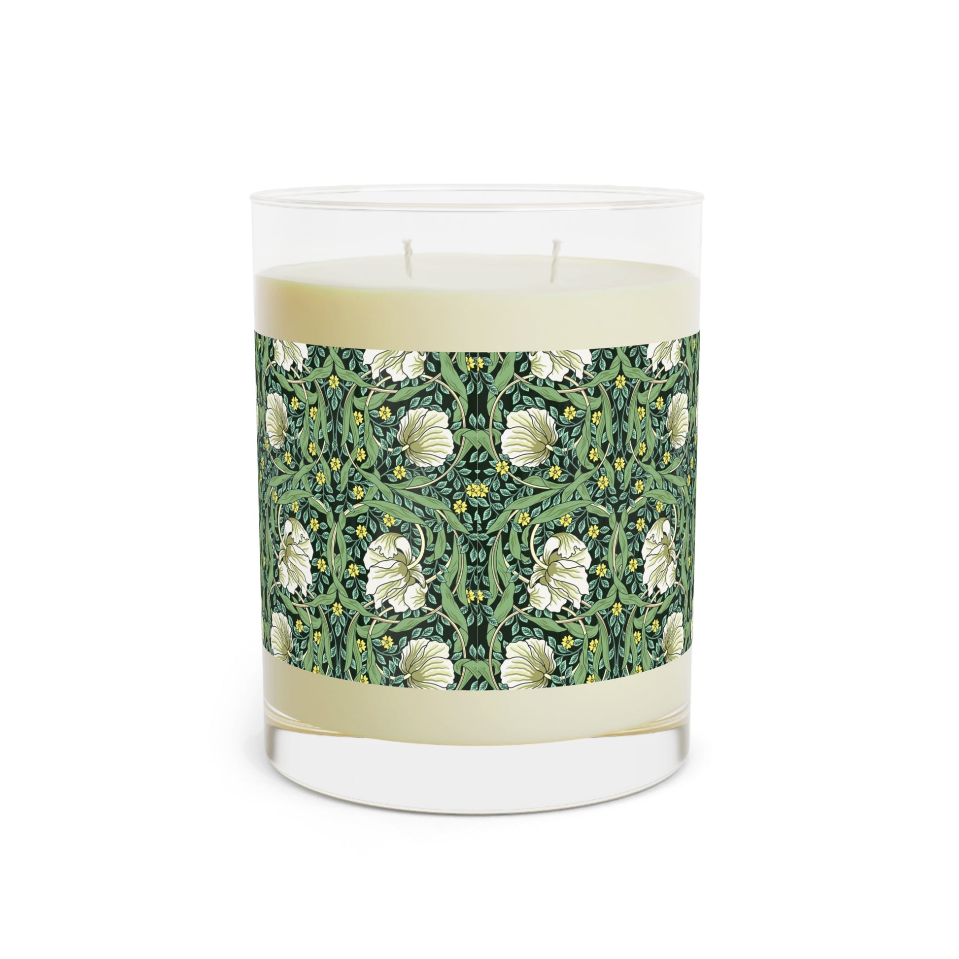 Luxury Scented Candle in an Arts & Crafts pattern inspired by William Morris & Co called Pimpernel Collection (Green)