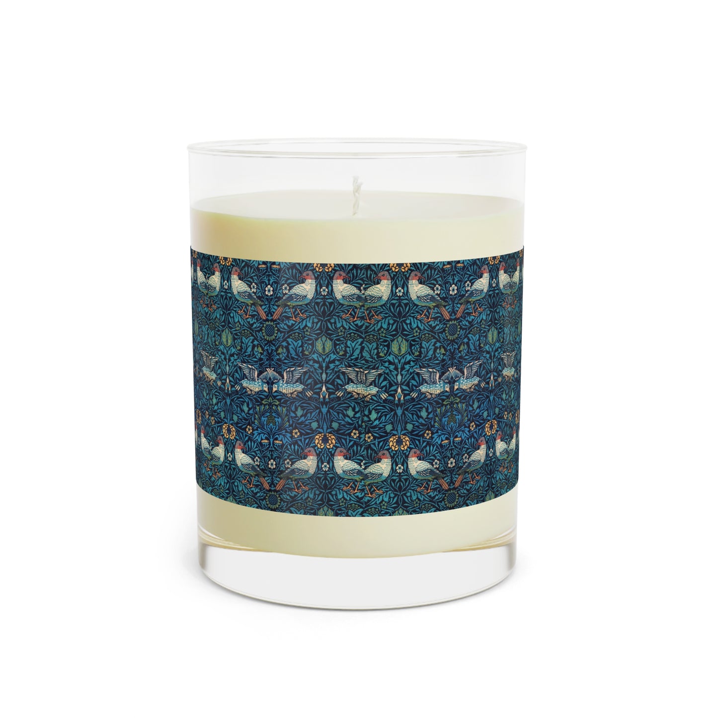 Luxury Scented Candle in an Arts & Crafts pattern inspired by William Morris & Co called Bluebird Collection
