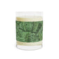 Luxury Scented Candle  in a glass container with a brown paper lid inspired by William Morris & Co in an Arts & Crafts pattern called Acanthus Collection (Green)