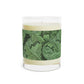 Luxury Scented Candle  in a glass container with a brown paper lid inspired by William Morris & Co in an Arts & Crafts pattern called Acanthus Collection (Green)