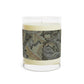 Luxury Scented Candle  in a glass jar with a brown paper lid inspired by William Morris & Co in an Arts & Crafts pattern called Acanthus Collection (Grey)