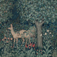 A microfibre bath mat featuring an intricate design of a deer in a forest setting, inspired by the William Morris tapestry.