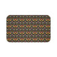 A rectangular microfibre bath mat with a colorful floral and bird pattern inspired by William Morris.