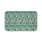 Microfibre bath mat with a floral pattern inspired by William Morris, predominantly in blue and white colours.