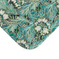 Microfibre bath mat with a floral pattern inspired by William Morris, predominantly in blue and white colours.