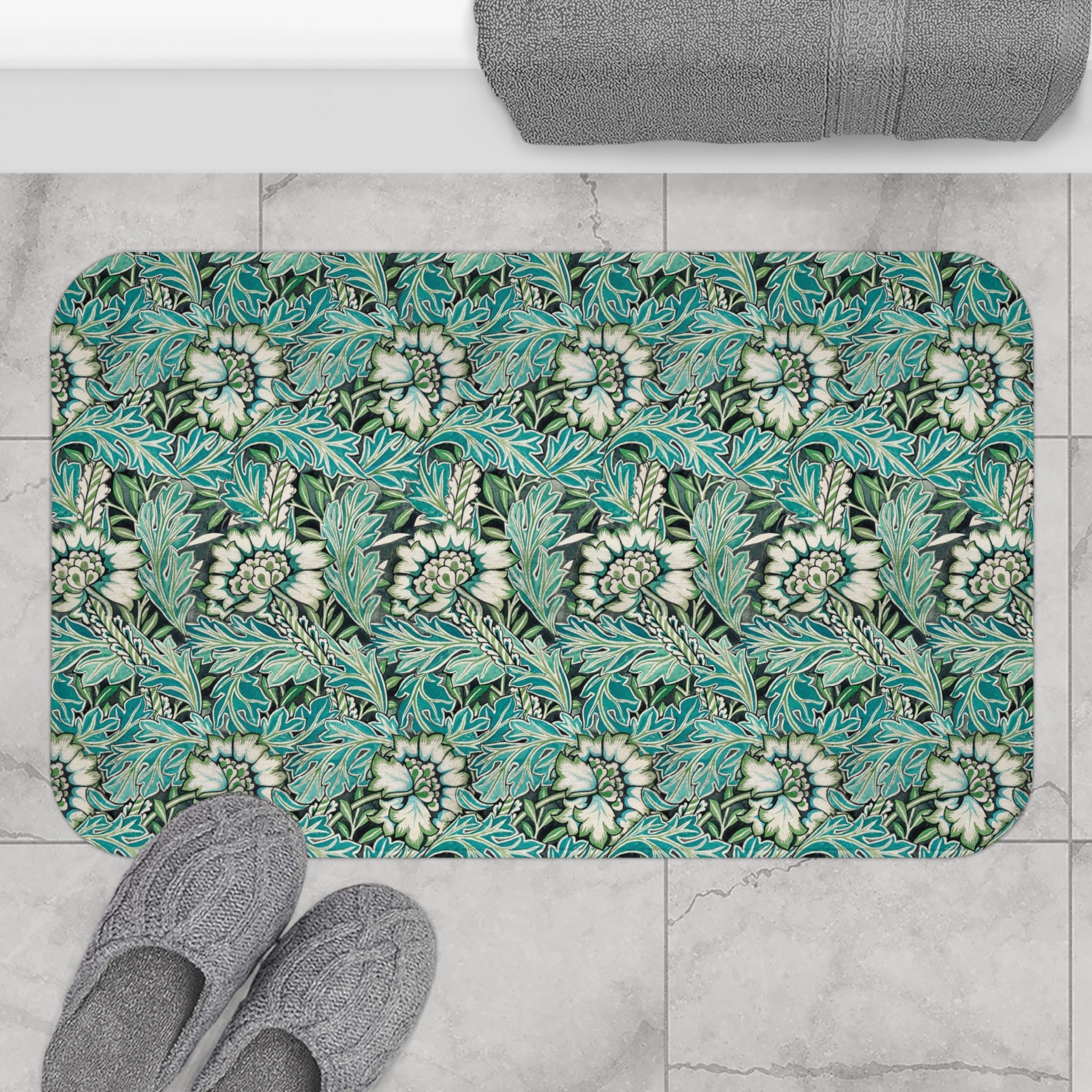 Microfibre Bath Mat by William Morris - Anemone Collection (Aqua ...