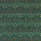 Rectangular microfibre bath mat with an intricate floral pattern in green and gold colours, with rounded edges and a non-slip black backing from William Morris.