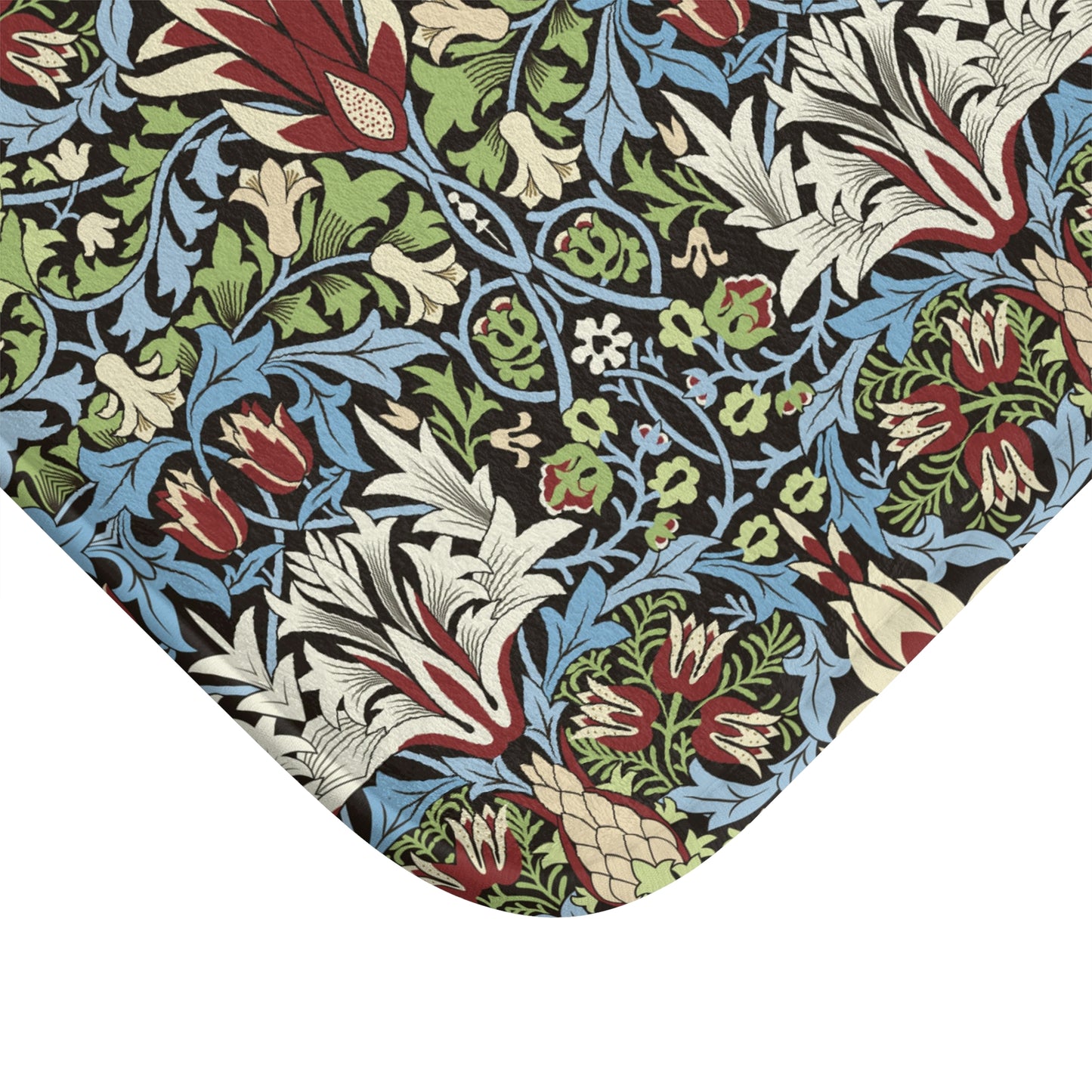 Close-up of a floral patterned fabric with a white background