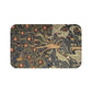 Decorative mat with a nature-themed design featuring trees and fruits on a white background