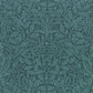 A rectangular microfibre bath mat in teal colour, featuring a floral pattern inspired by William Morris.