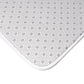 White bath mat with black floral pattern on a white background