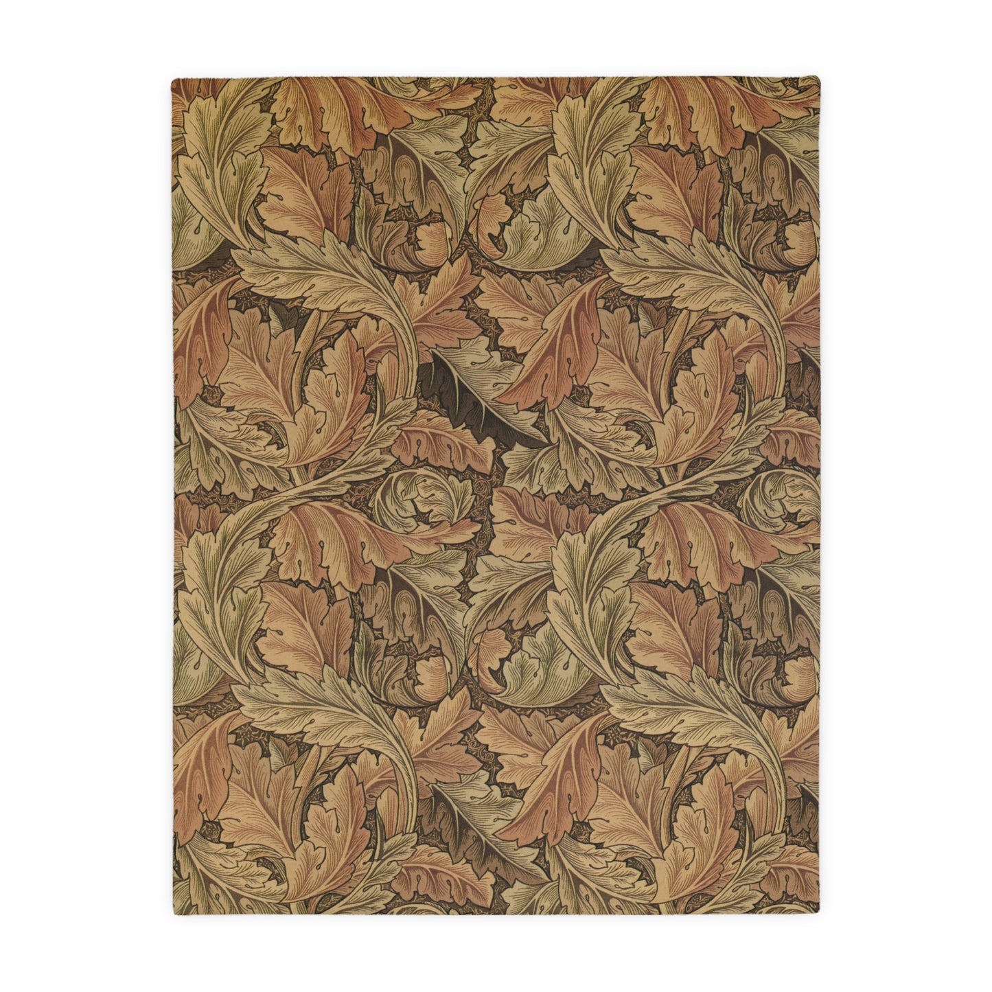 Luxury Velveteen Minky Blanket (Two-sided print) produced by William Morris & Co for a pattern called Acanthus Collection (Brown / Grey)