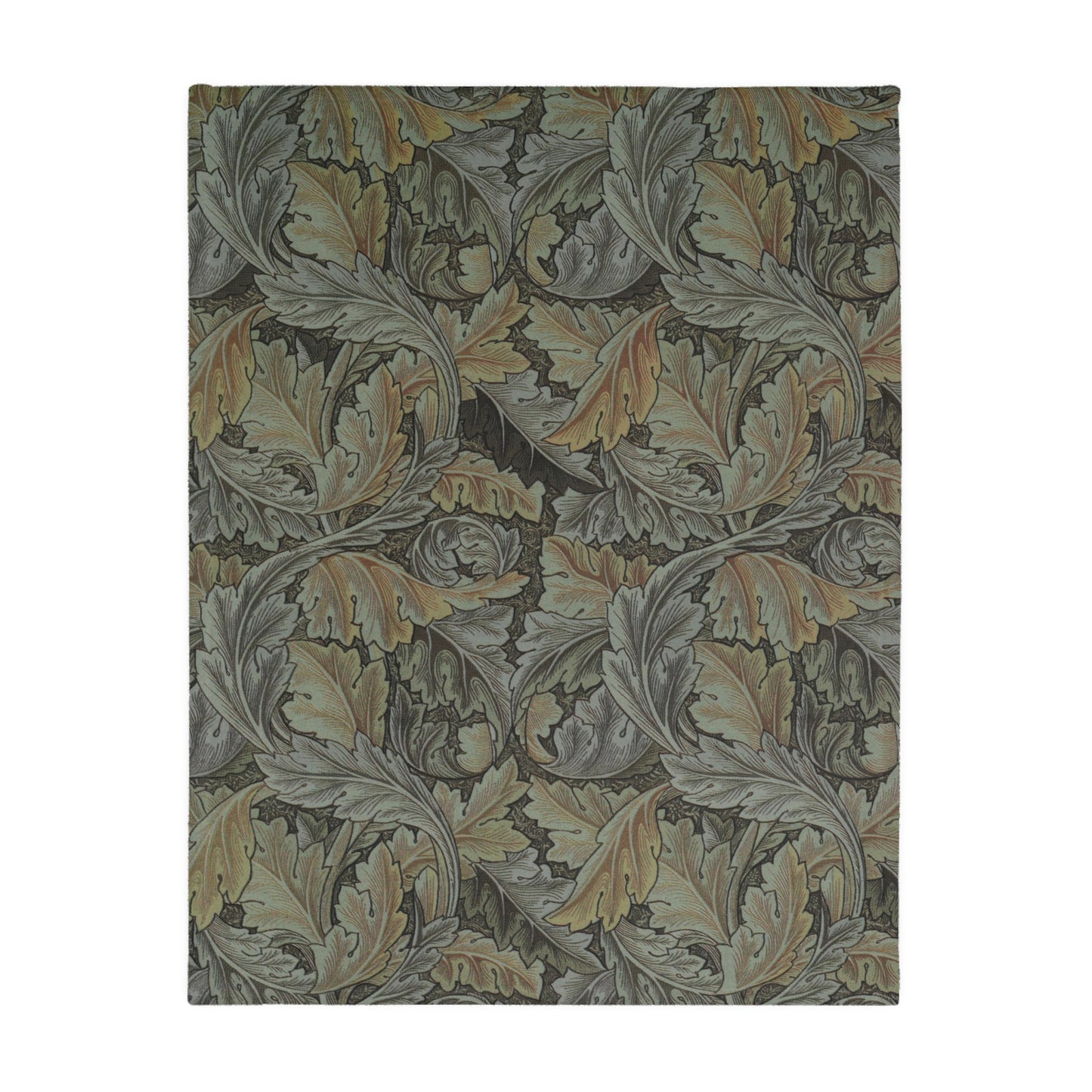 Luxury Velveteen Minky Blanket (Two-sided print) produced by William Morris & Co for a pattern called Acanthus Collection (Brown / Grey)