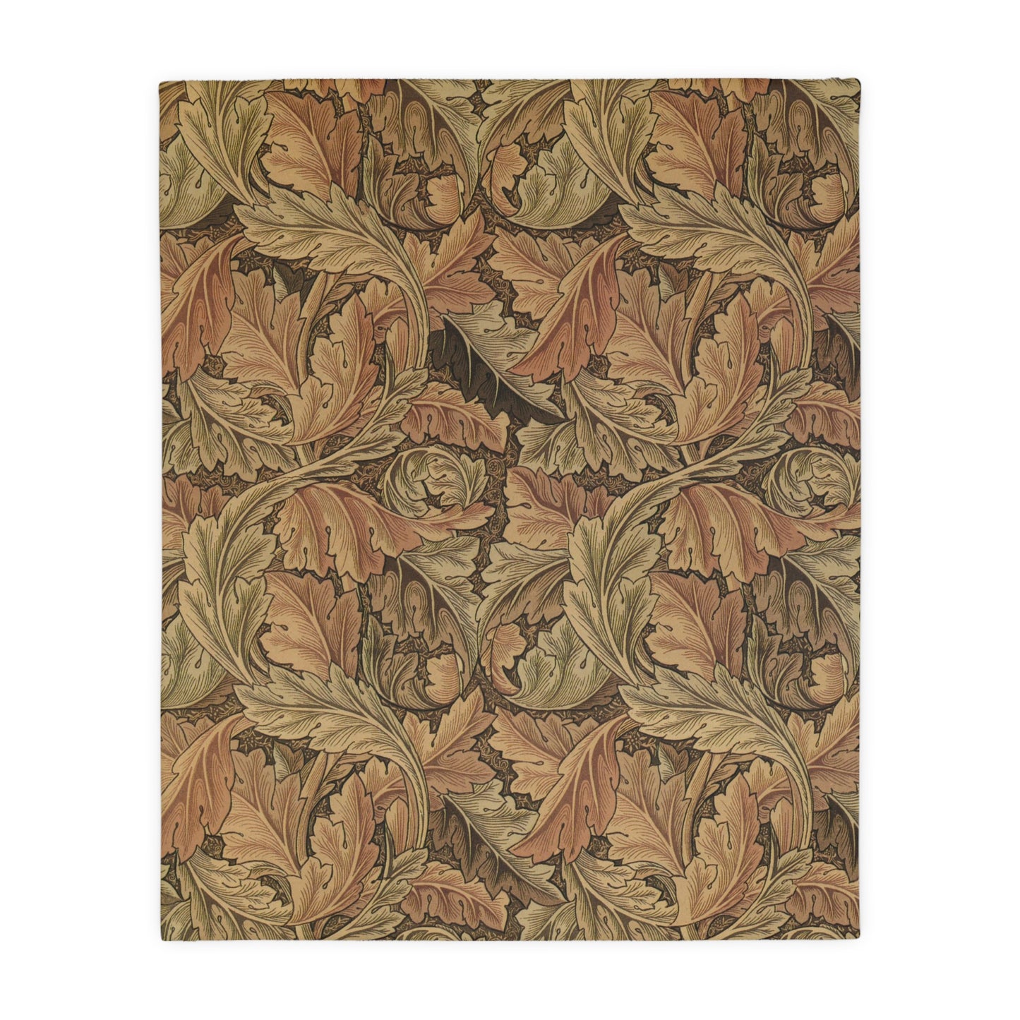 Luxury Velveteen Minky Blanket (Two-sided print) produced by William Morris & Co for a pattern called Acanthus Collection (Brown / Grey)