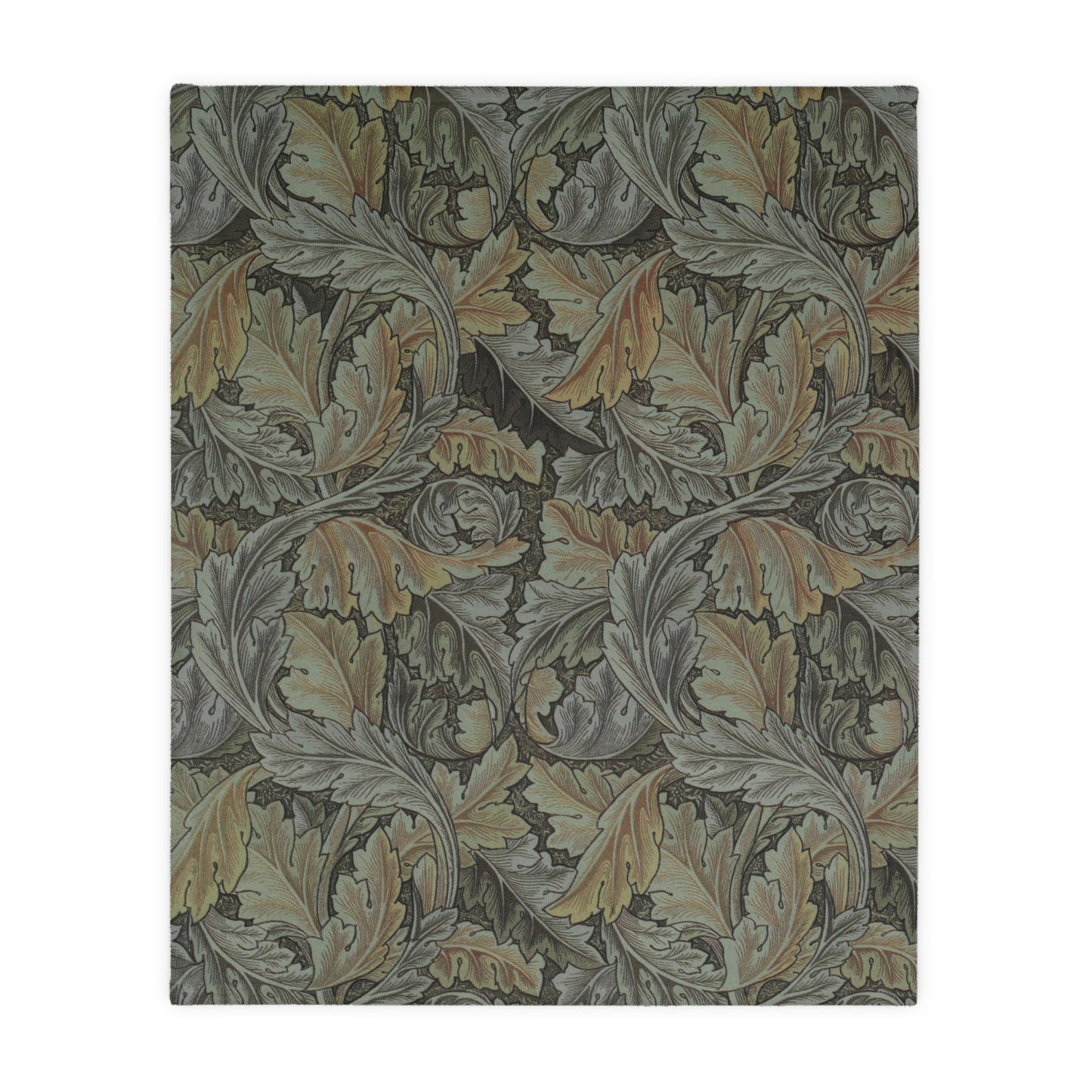 Luxury Velveteen Minky Blanket (Two-sided print) produced by William Morris & Co for a pattern called Acanthus Collection (Brown / Grey)