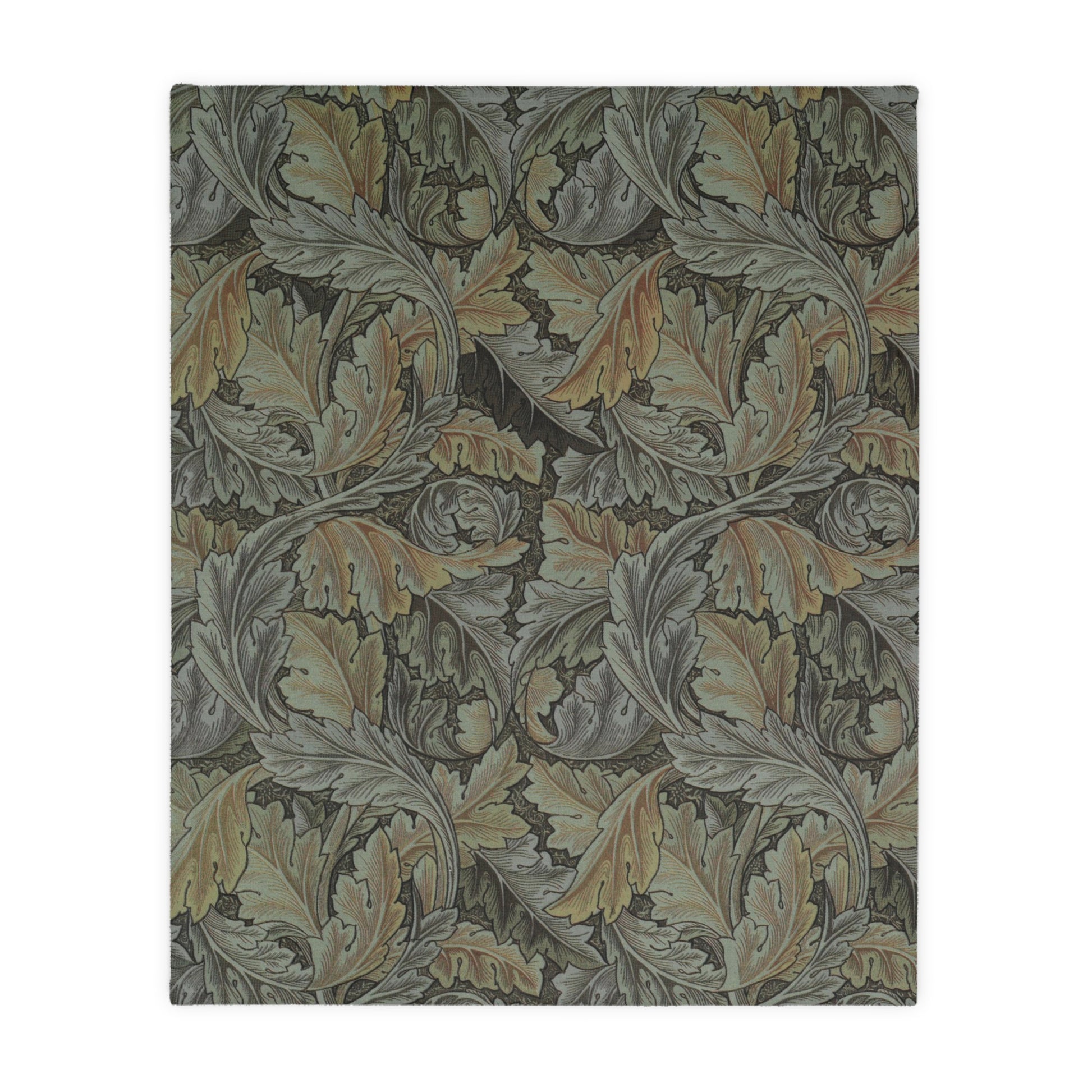 Luxury Velveteen Minky Blanket (Two-sided print) produced by William Morris & Co for a pattern called Acanthus Collection (Brown / Grey)
