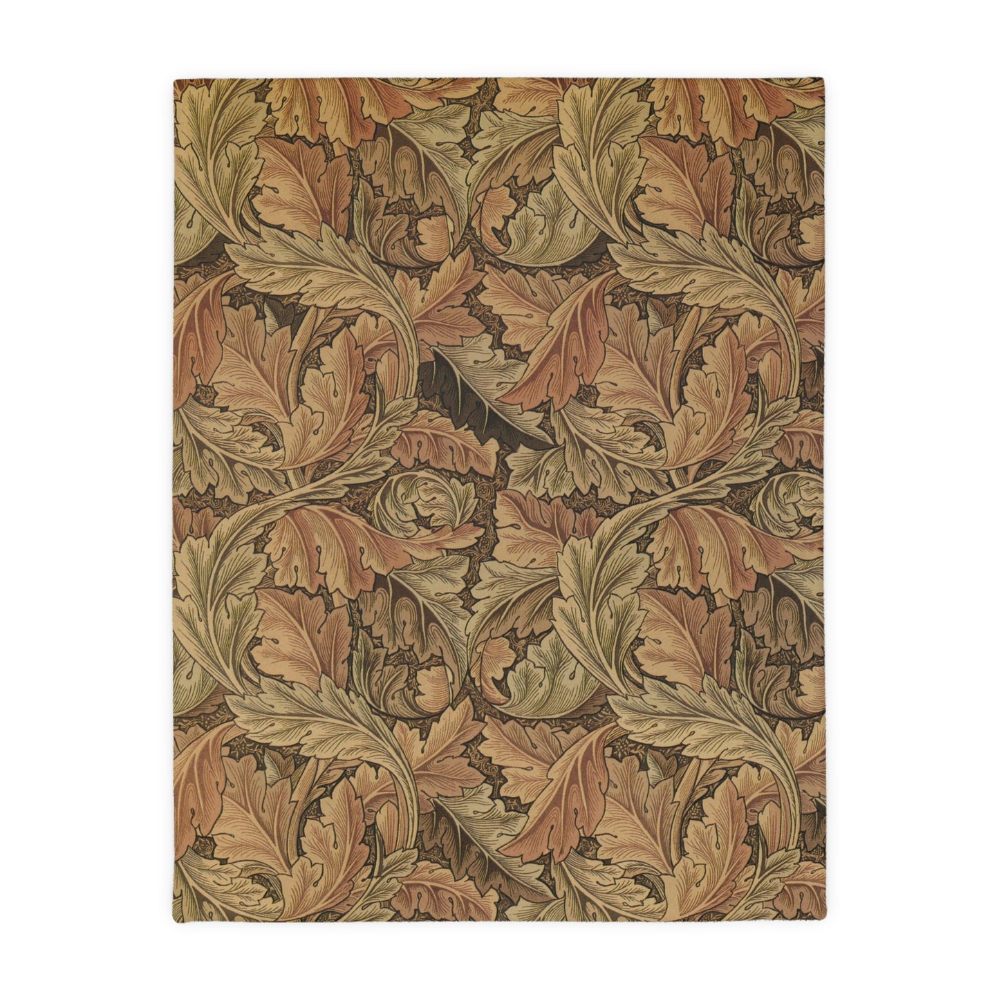 Luxury Velveteen Minky Blanket (Two-sided print) produced by William Morris & Co for a pattern called Acanthus Collection (Brown / Grey)
