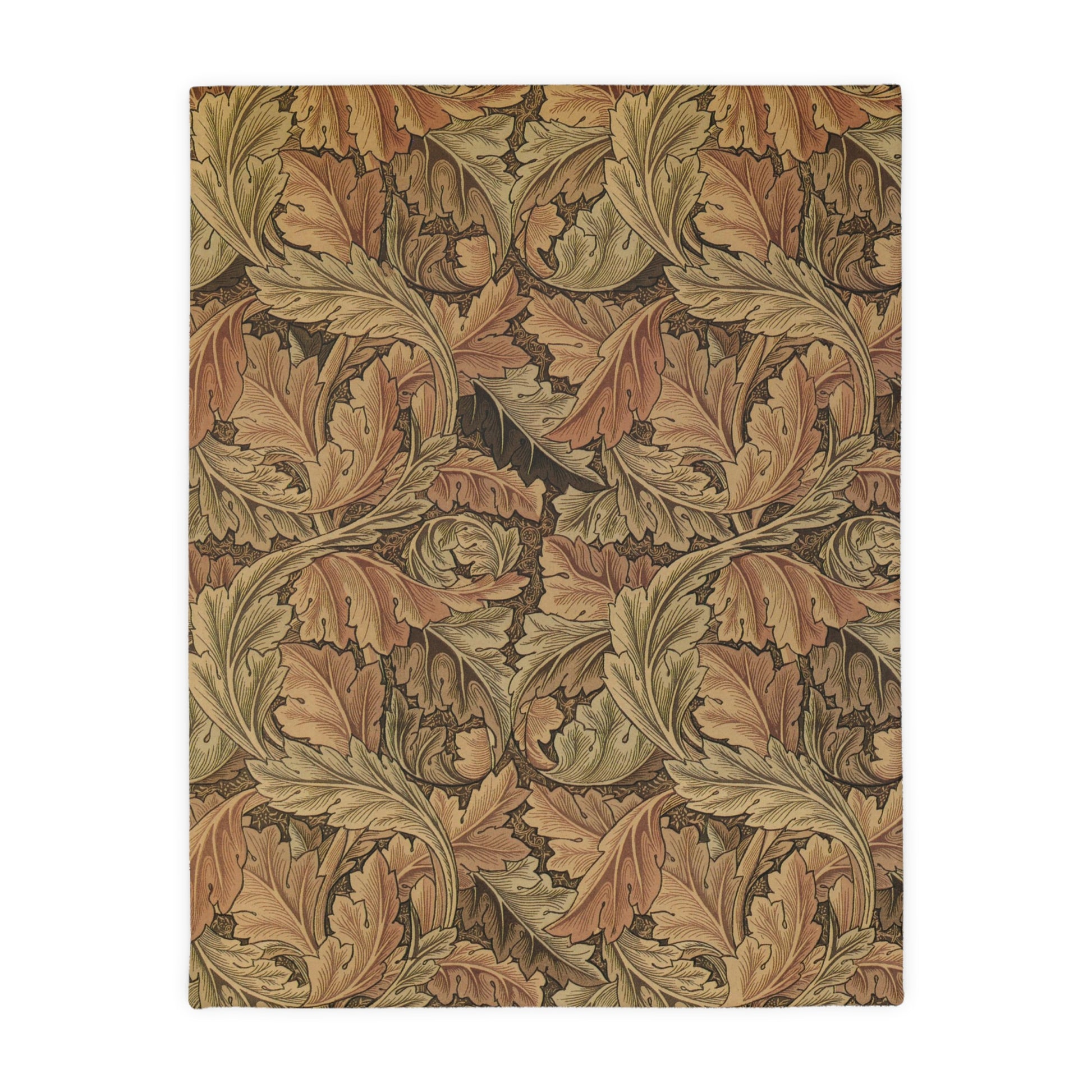 Luxury Velveteen Minky Blanket (Two-sided print) produced by William Morris & Co for a pattern called Acanthus Collection (Brown / Grey)
