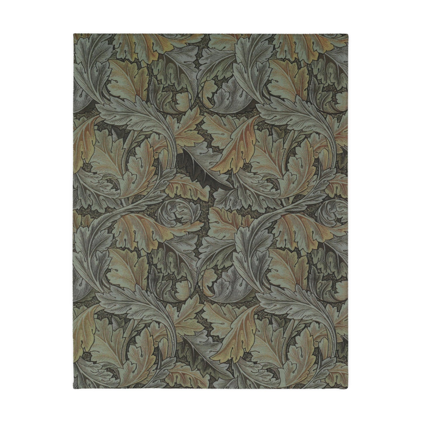 Luxury Velveteen Minky Blanket (Two-sided print) produced by William Morris & Co for a pattern called Acanthus Collection (Brown / Grey)