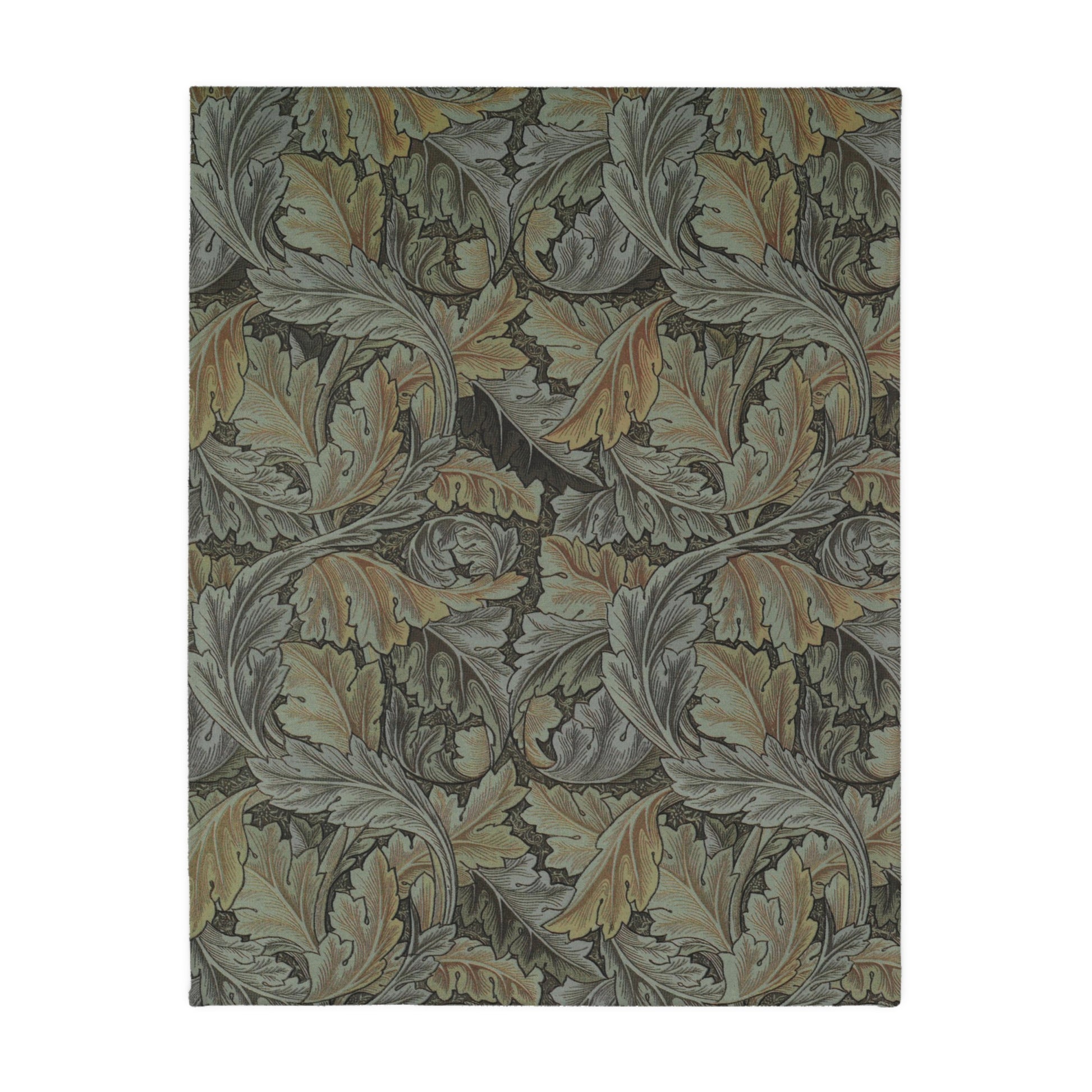 Luxury Velveteen Minky Blanket (Two-sided print) produced by William Morris & Co for a pattern called Acanthus Collection (Brown / Grey)