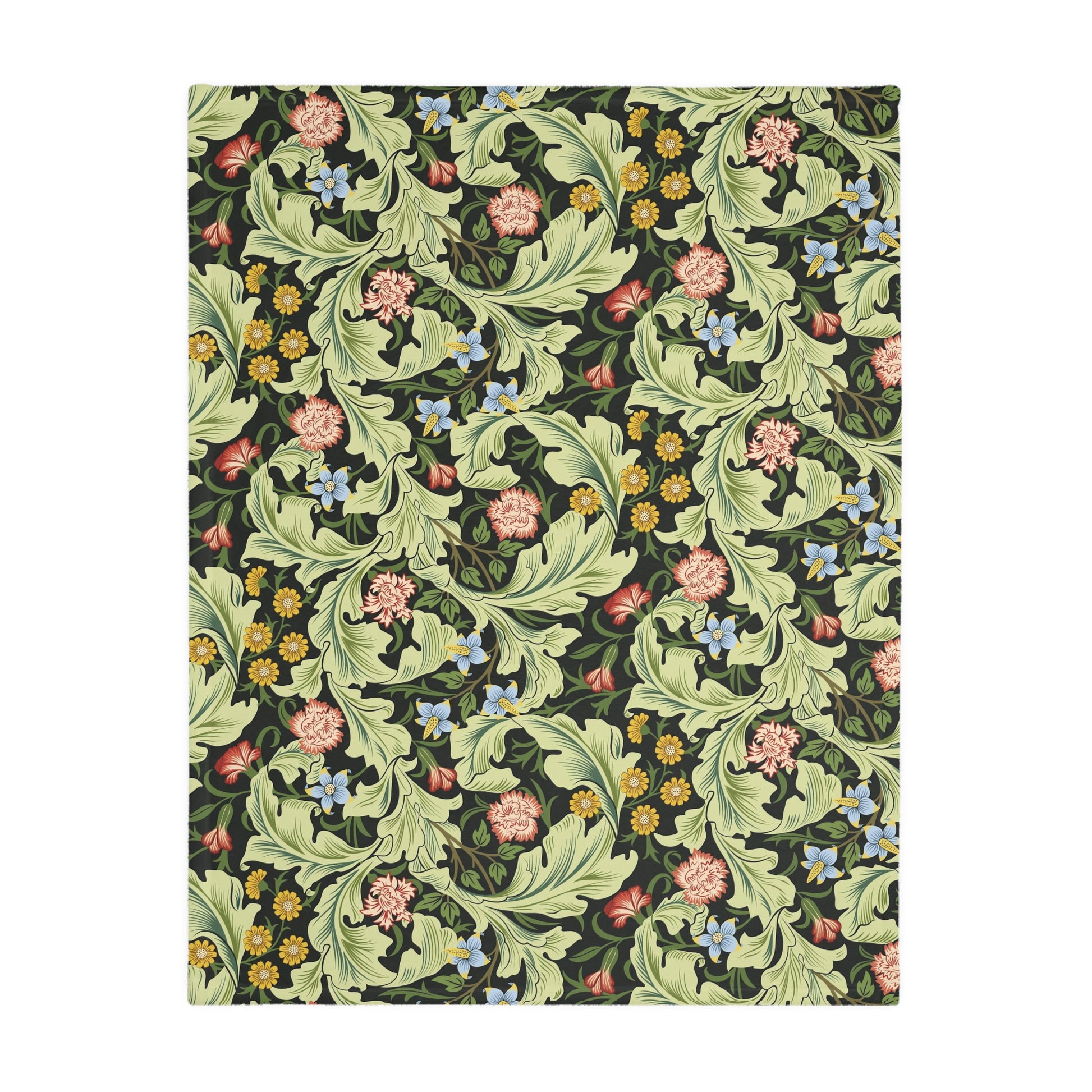 Luxury Velveteen Minky Blanket (Two-sided print) inspired by William Morris & Co in a pattern called. Leicester Collection (Royal/Green)