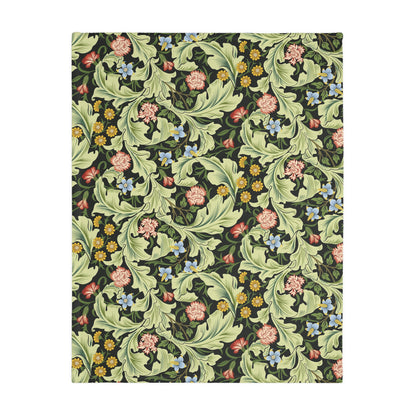 Luxury Velveteen Minky Blanket (Two-sided print) inspired by William Morris & Co in a pattern called. Leicester Collection (Royal/Green)