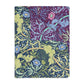 A Luxury Velveteen Minky Blanket with a two-sided print featuring a seaweed-inspired William Morris & Co floral pattern in blue, green and yellow tones.