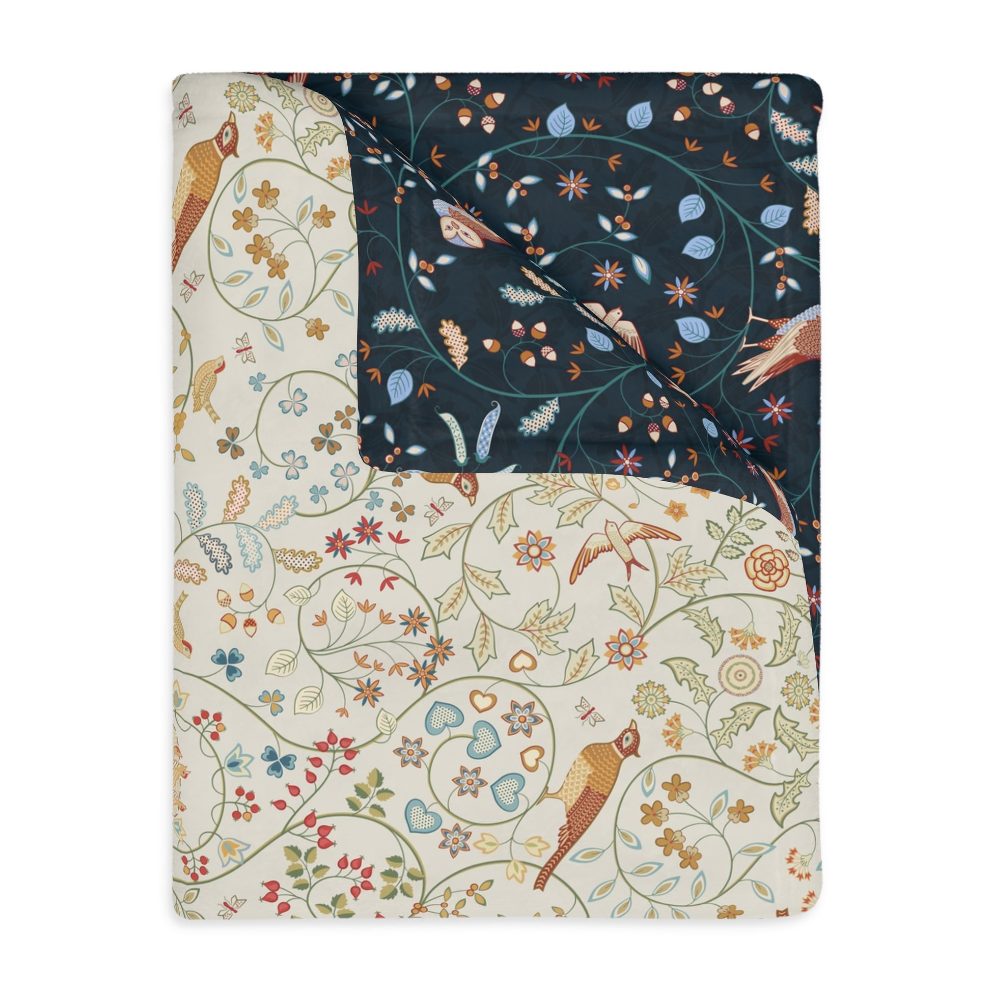 Two patterned William Morris & Co blanket swatches on a white background