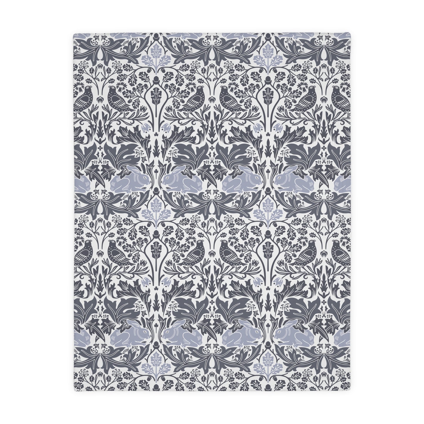 Luxury Velveteen Minky Blanket (Two-sided print) inspired by William Morris & Co in a pattern called Brer Rabbit Collection (Grey/Red)